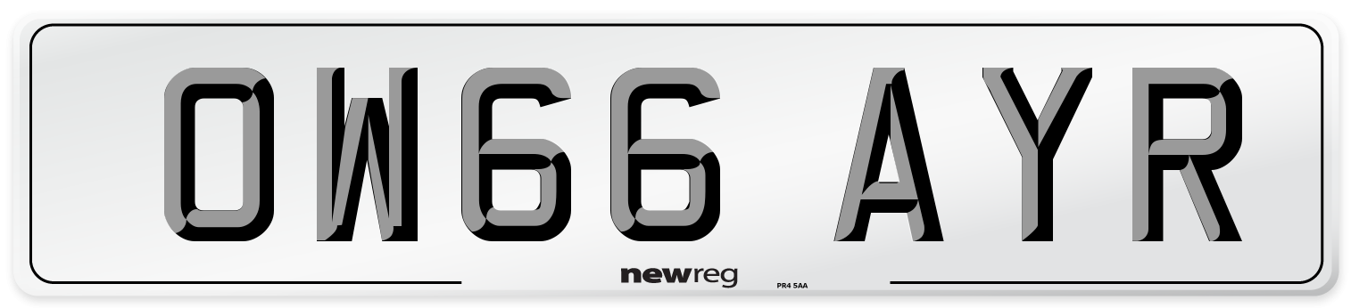 OW66 AYR Number Plate from New Reg